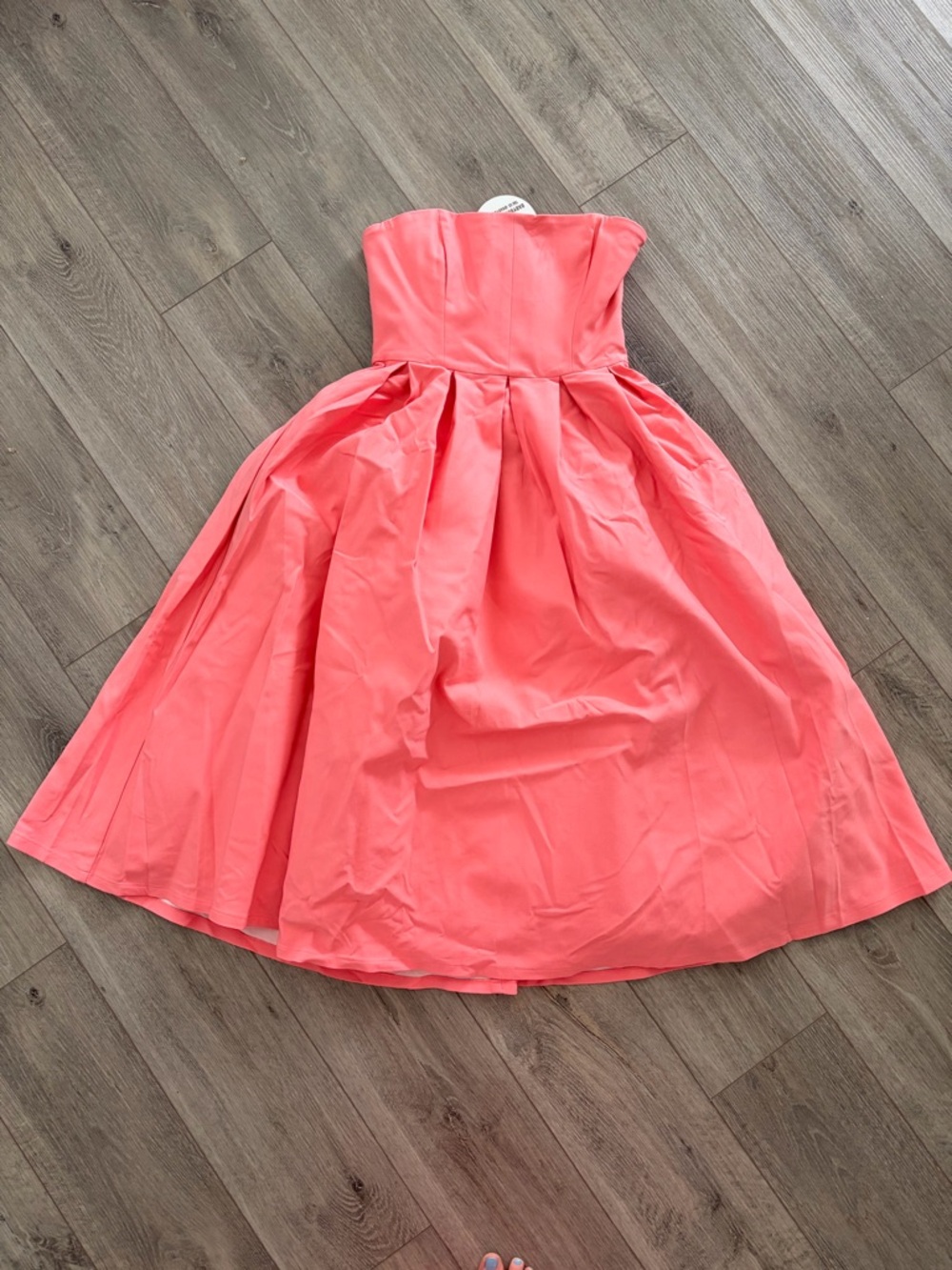 Strapless Coral Pink Midi Dress